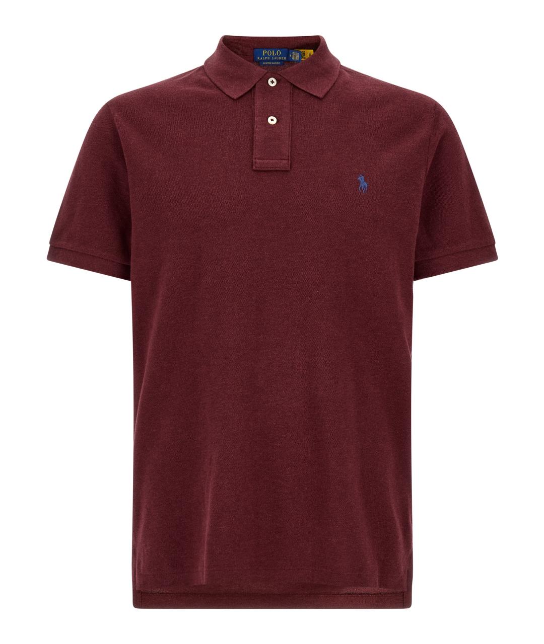 POLO RALPH LAUREN Бордовое хлопковое поло с коротким рукавом, фото 1