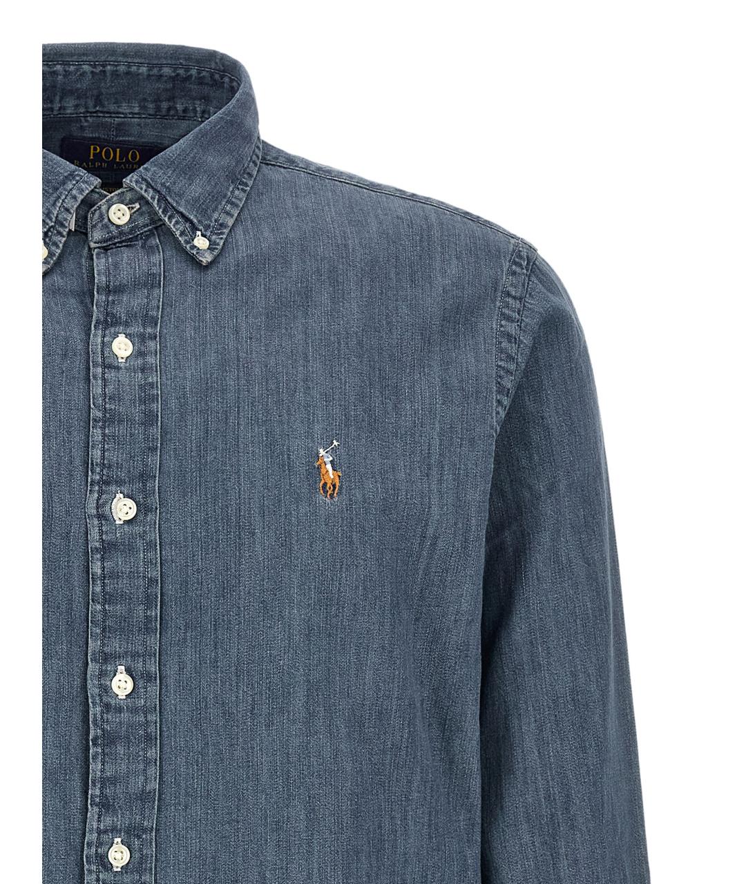 POLO RALPH LAUREN Синяя хлопковая кэжуал рубашка, фото 3