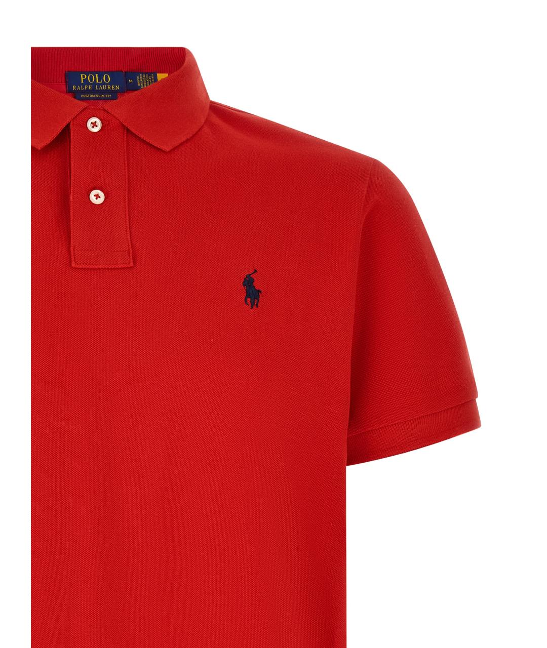POLO RALPH LAUREN Красное хлопковое поло с коротким рукавом, фото 3