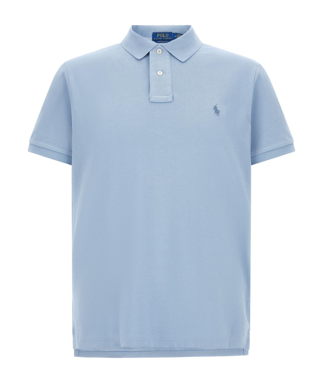 POLO RALPH LAUREN Голубое хлопковое поло с коротким рукавом, фото 1