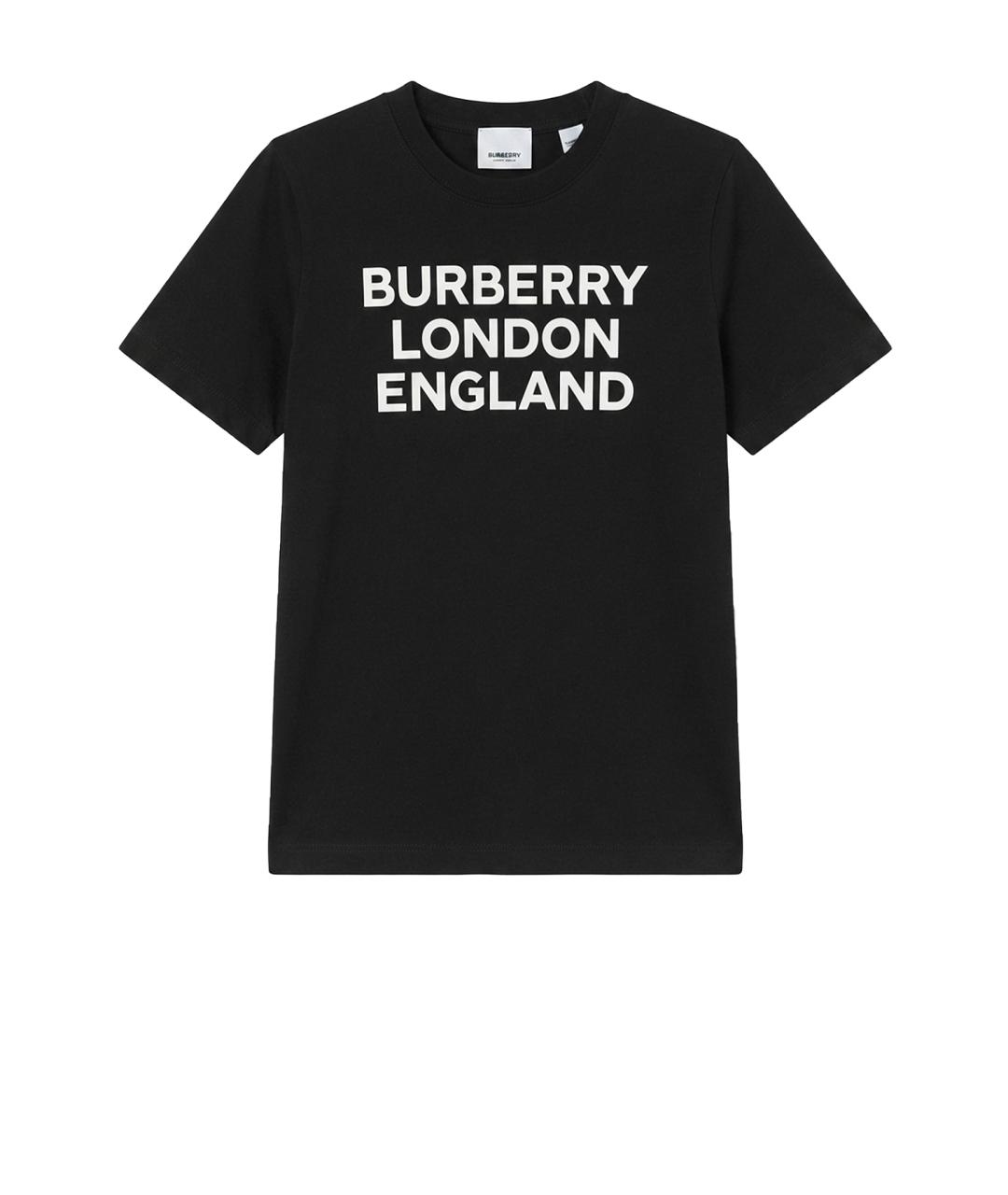 BURBERRY Черная хлопковая детская футболка, фото 1