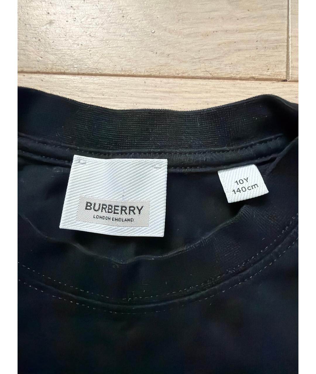 BURBERRY Черная хлопковая детская футболка, фото 5
