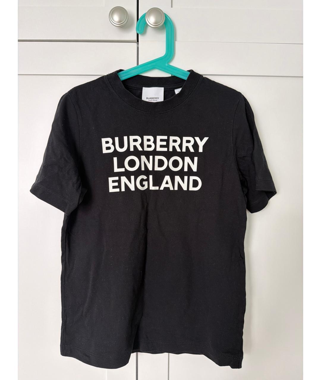 BURBERRY Черная хлопковая детская футболка, фото 7