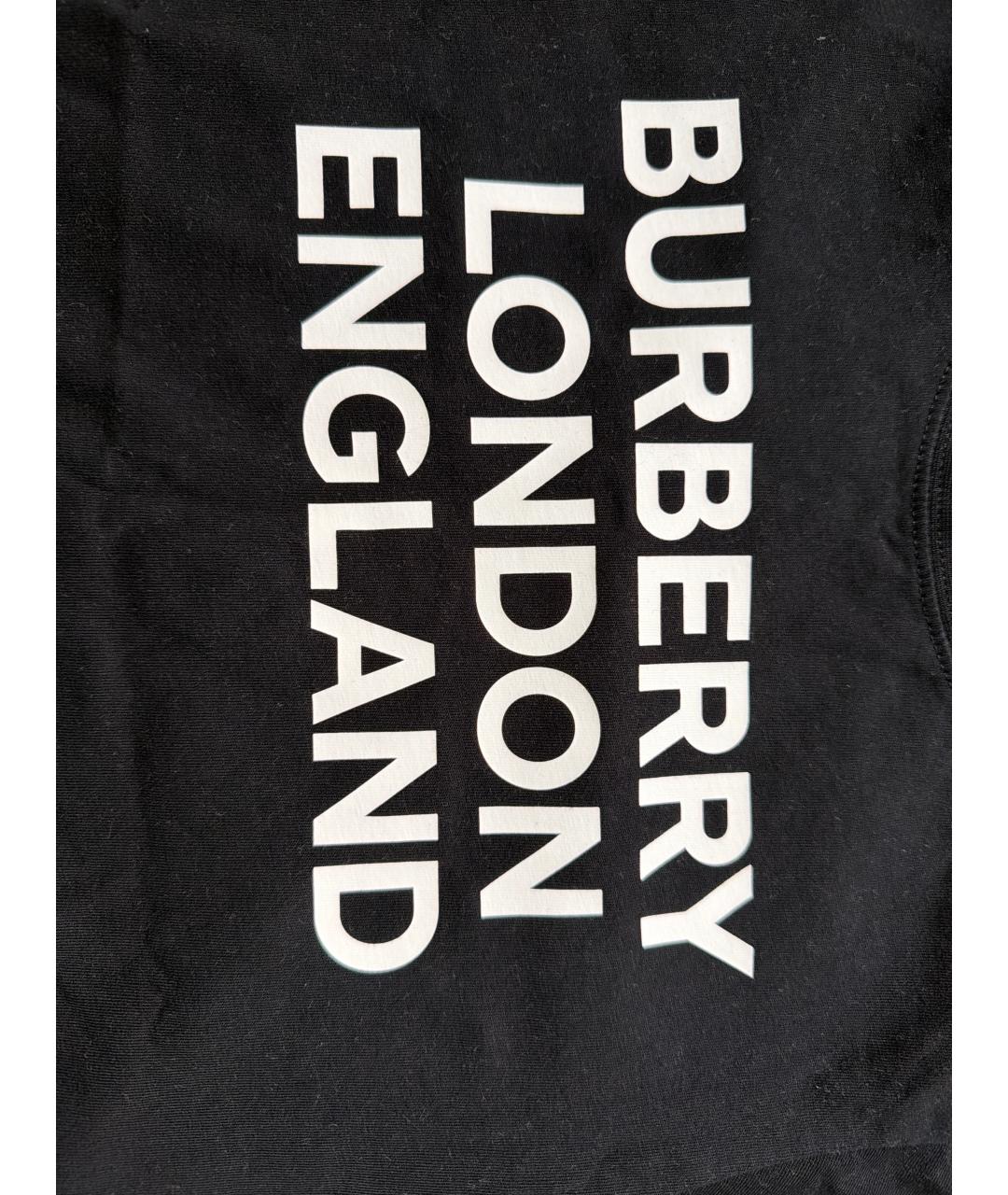 BURBERRY Черная хлопковая детская футболка, фото 4