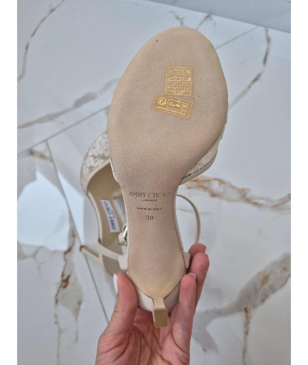 JIMMY CHOO Белые текстильные босоножки, фото 5