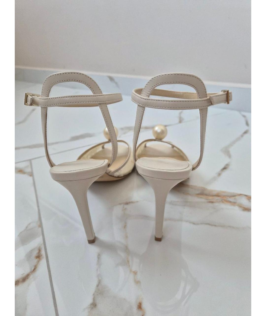 JIMMY CHOO Белые текстильные босоножки, фото 4