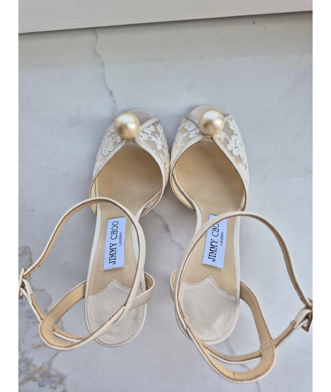 JIMMY CHOO Белые текстильные босоножки, фото 3
