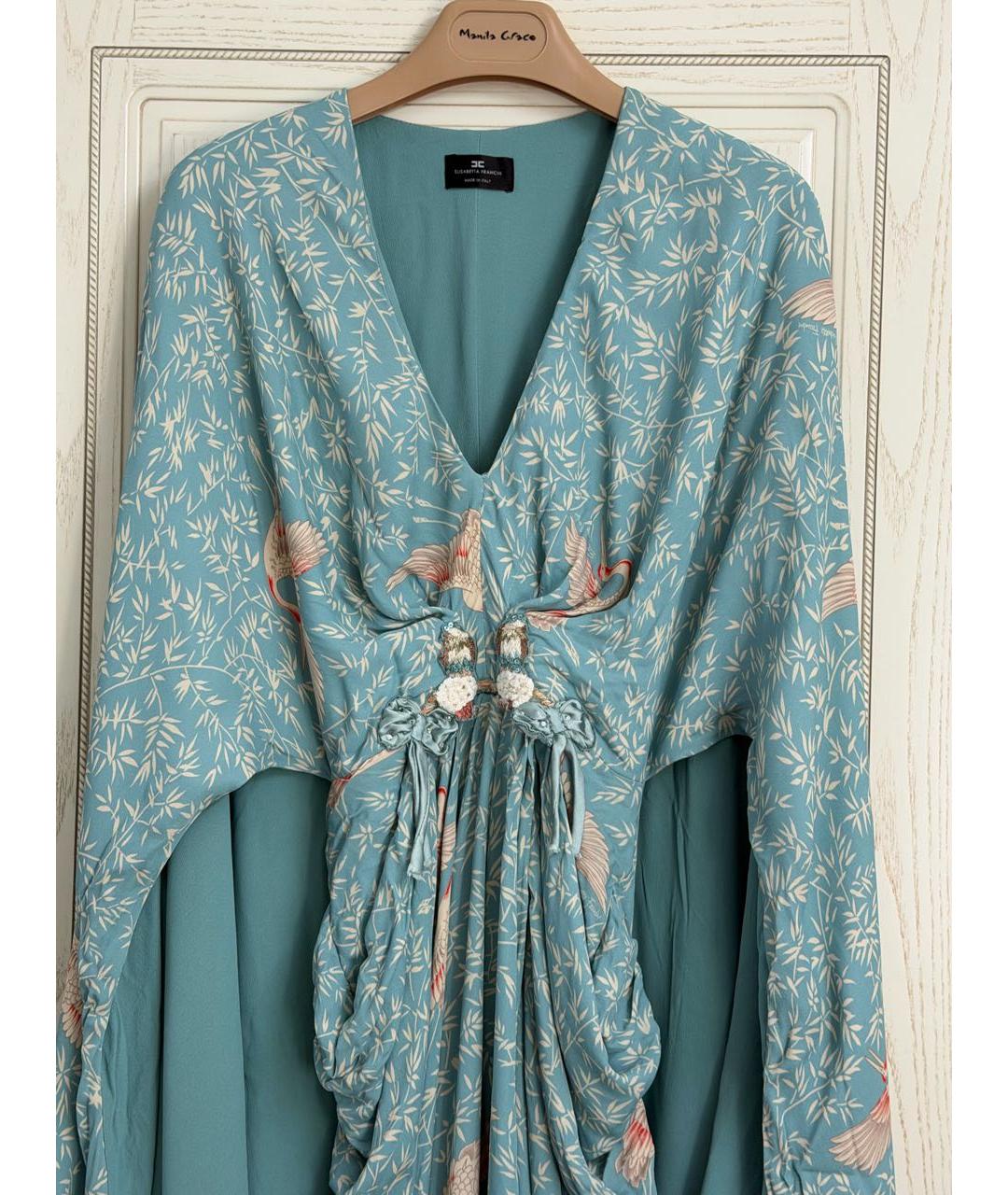 ELISABETTA FRANCHI Голубое вискозное повседневное платье, фото 5