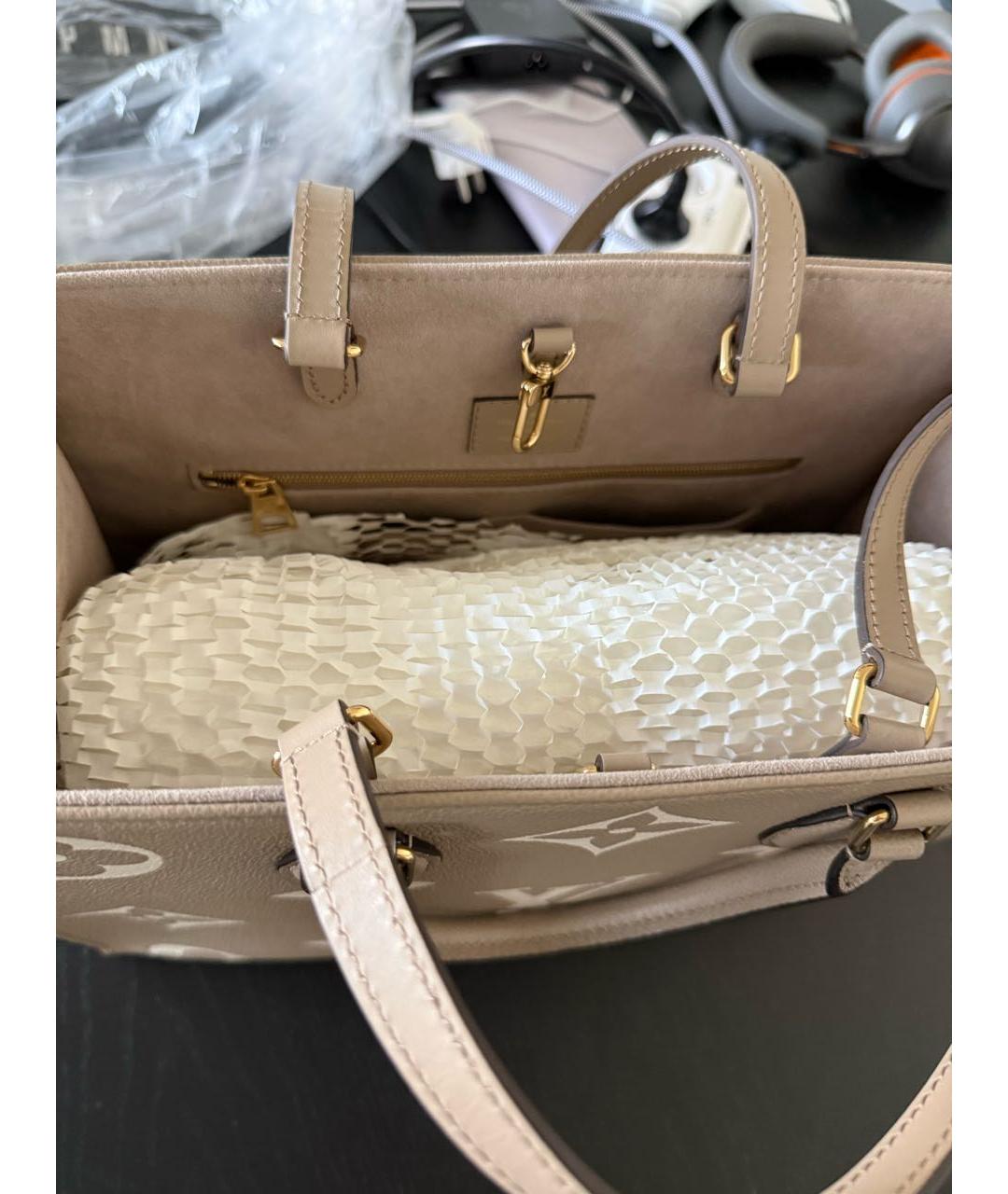 LOUIS VUITTON Бежевая кожаная пляжная сумка, фото 3
