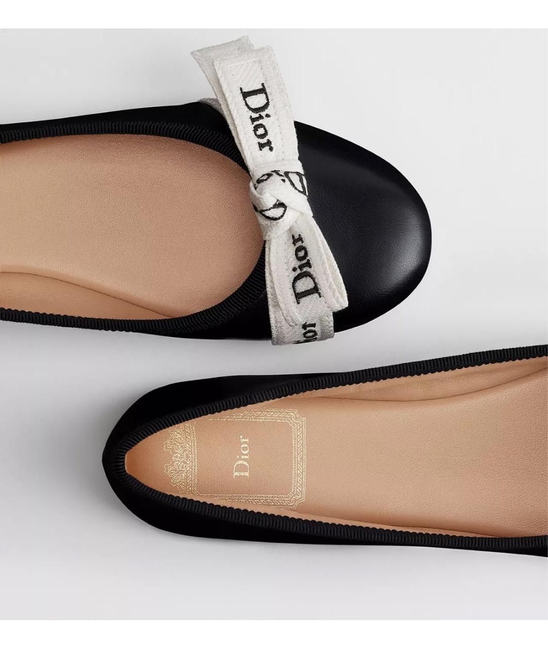 CHRISTIAN DIOR Черные кожаные балетки, фото 5