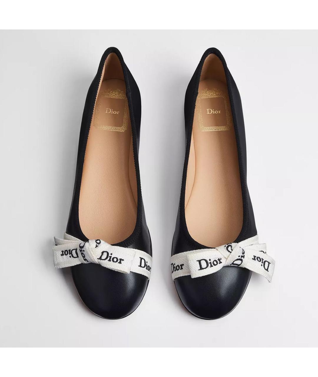 CHRISTIAN DIOR Черные кожаные балетки, фото 2