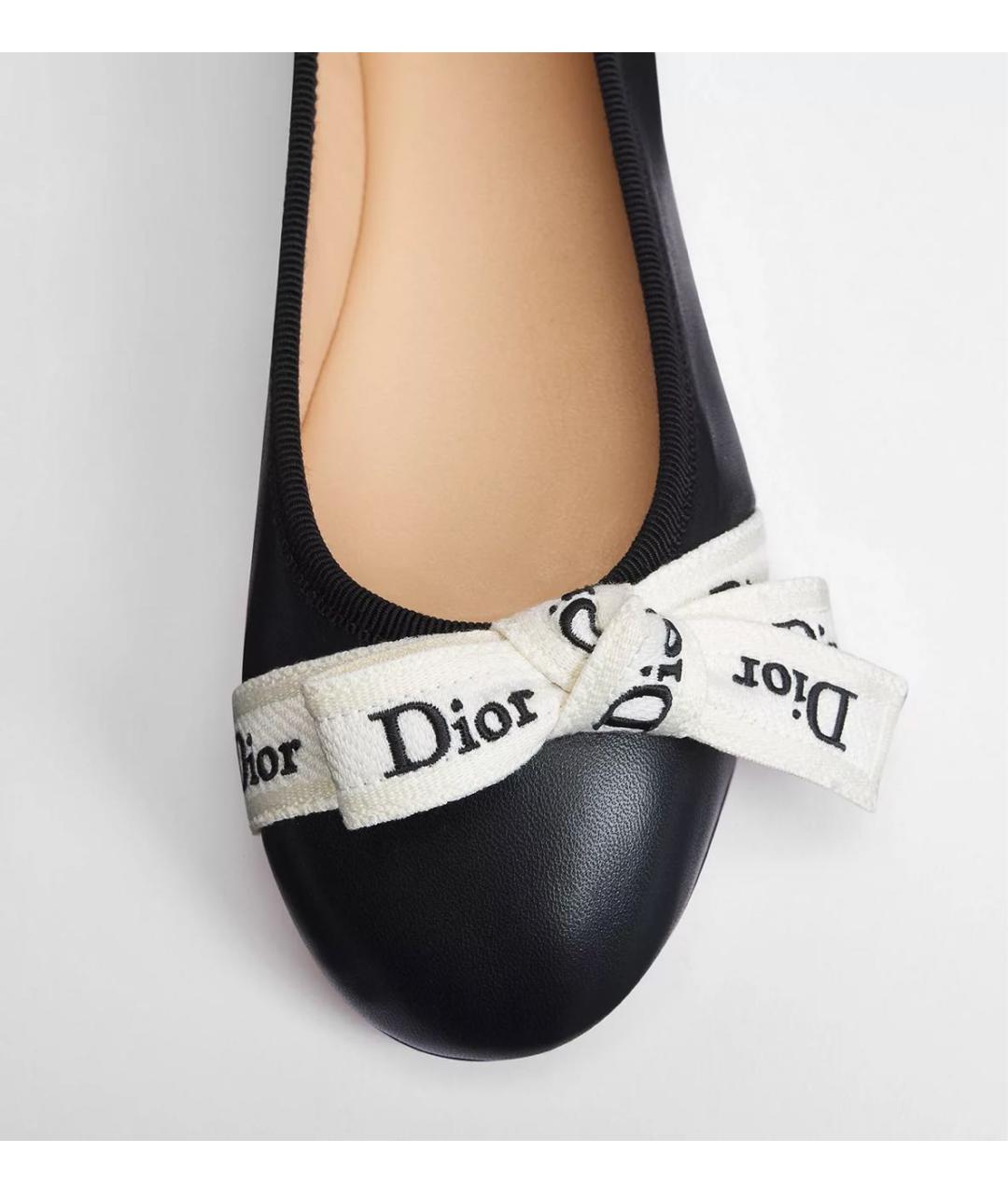 CHRISTIAN DIOR Черные кожаные балетки, фото 4