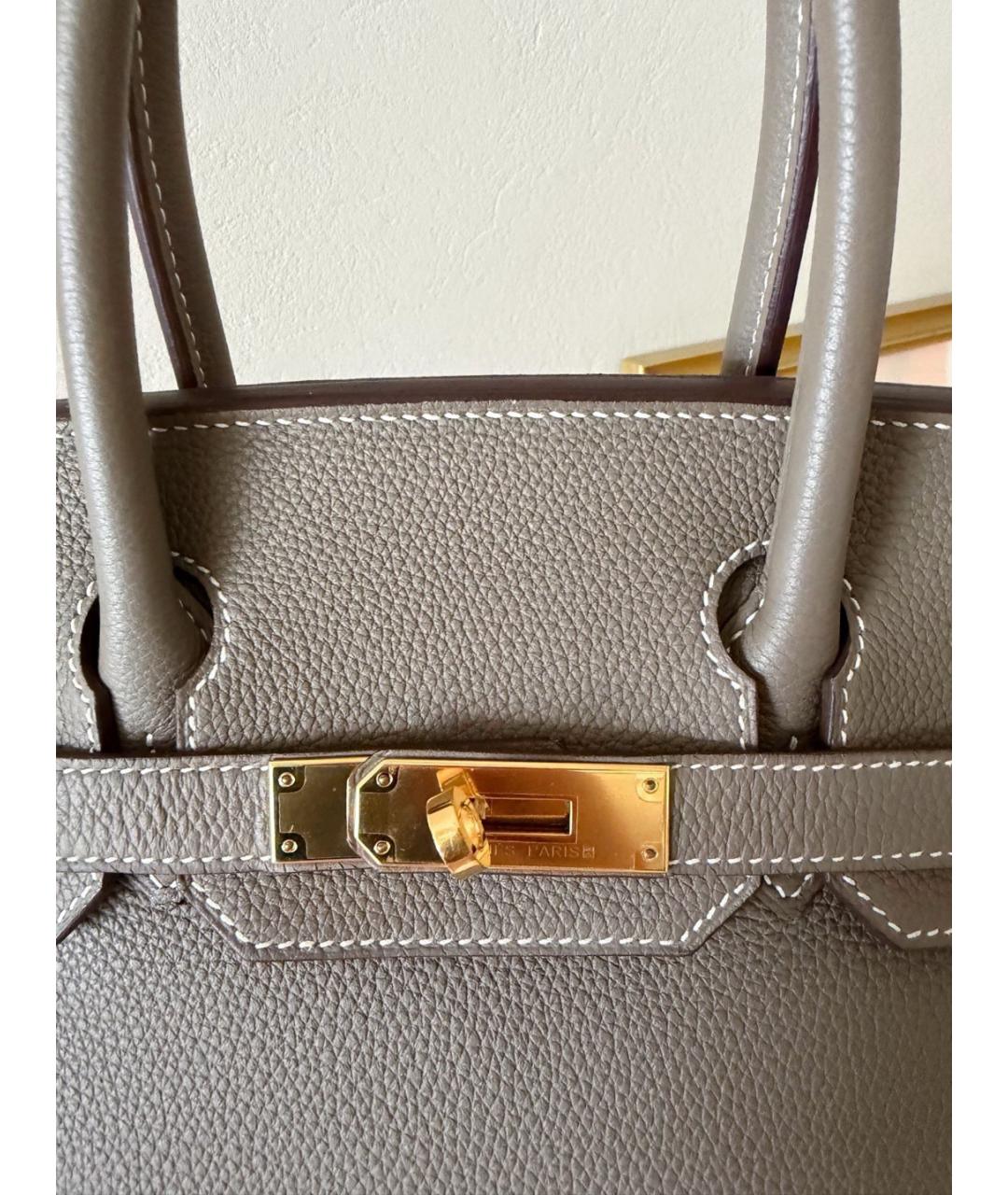 HERMES Серая кожаная сумка тоут, фото 3