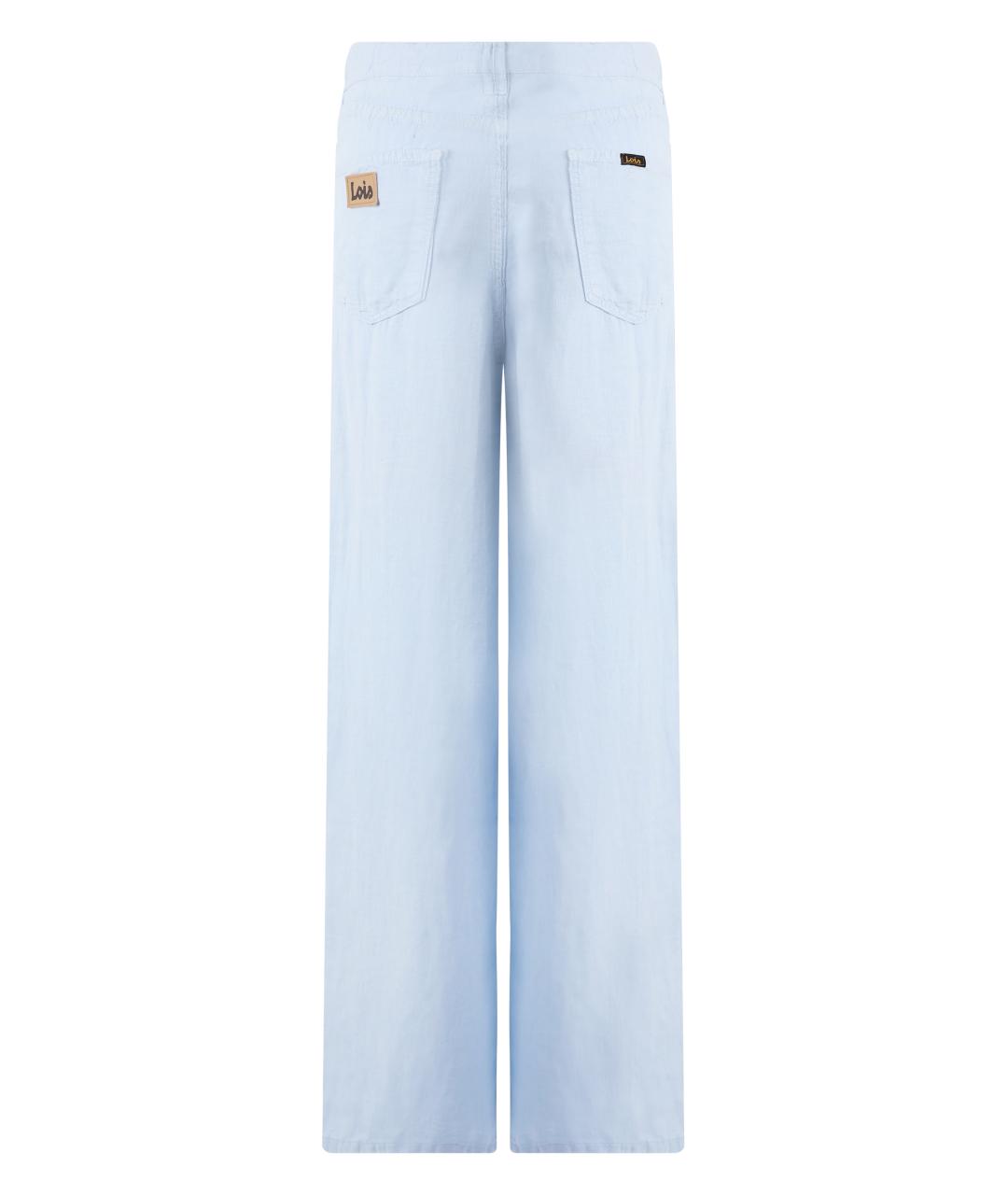 LOIS JEANS Голубые льняные прямые брюки, фото 2