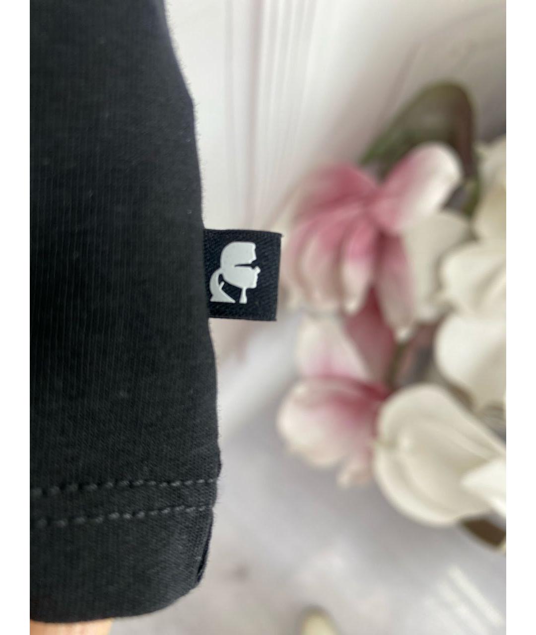 KARL LAGERFELD Черная хлопко-эластановая футболка, фото 4