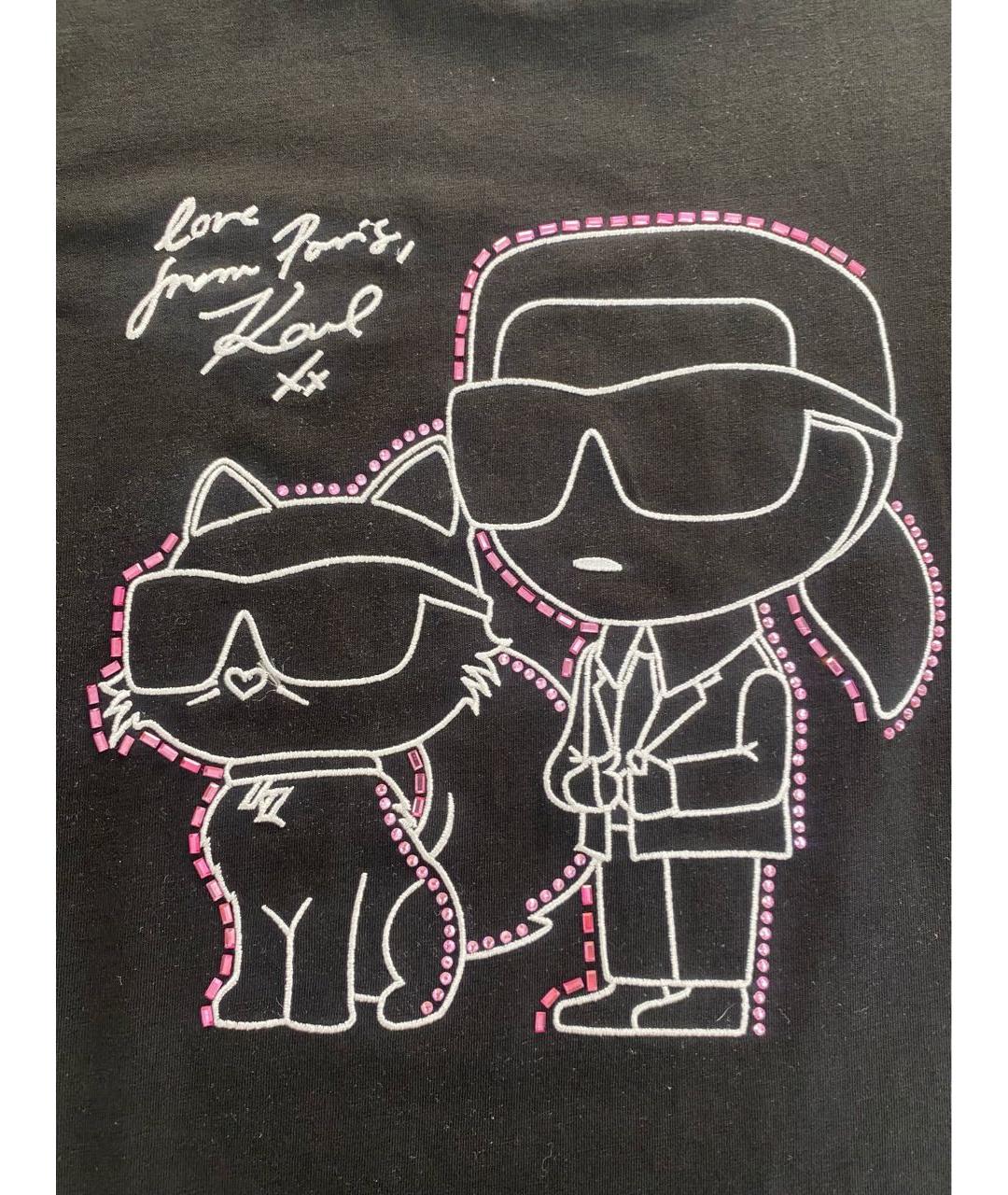 KARL LAGERFELD Черная хлопко-эластановая футболка, фото 8