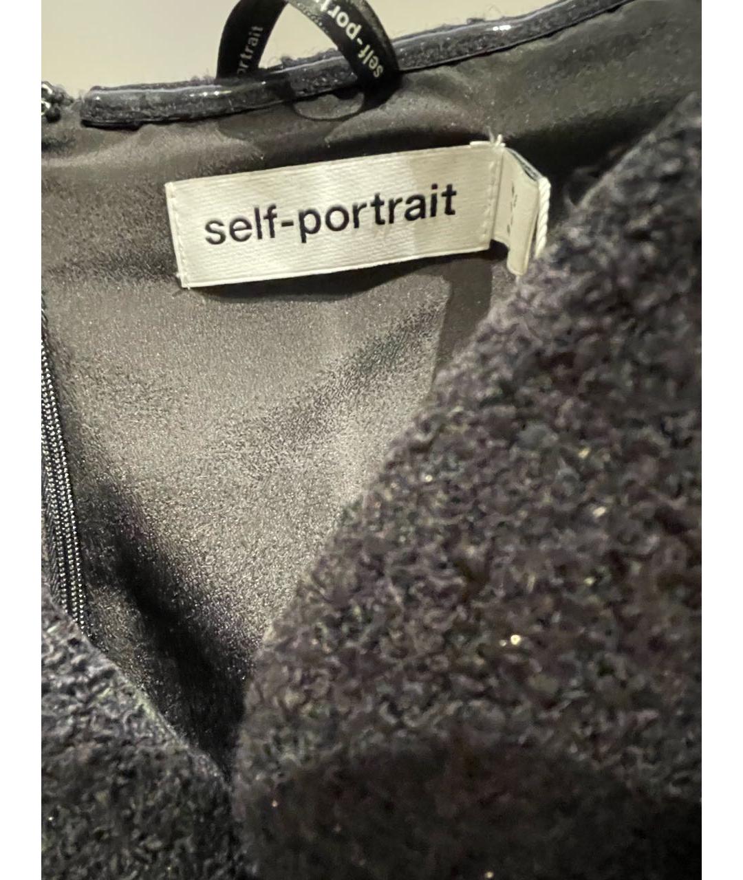 SELF-PORTRAIT Черное шерстяное коктейльное платье, фото 4