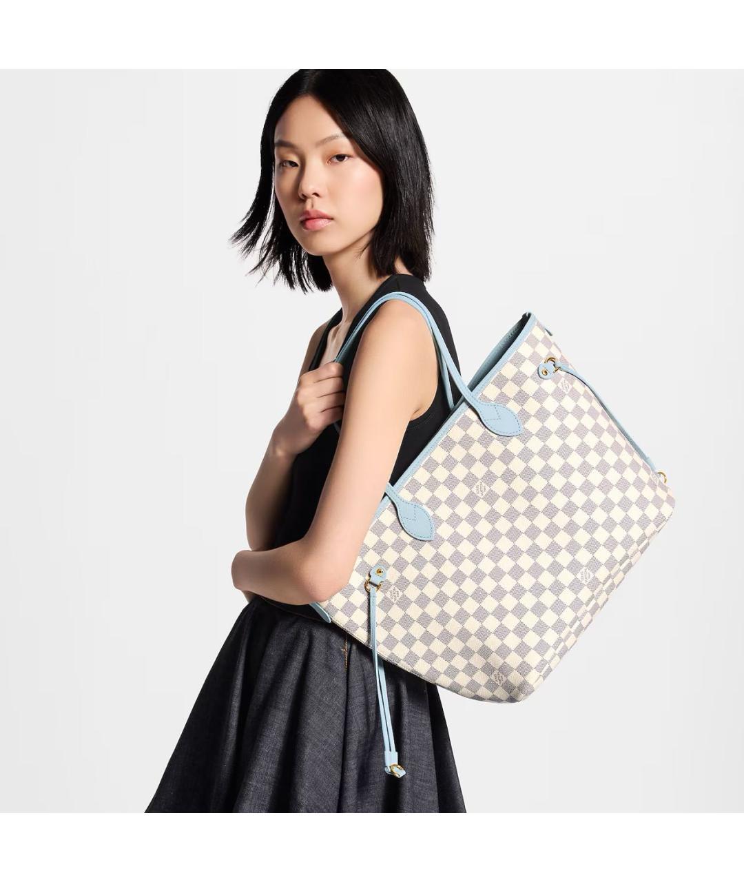 LOUIS VUITTON Голубая сумка тоут из канвы, фото 6