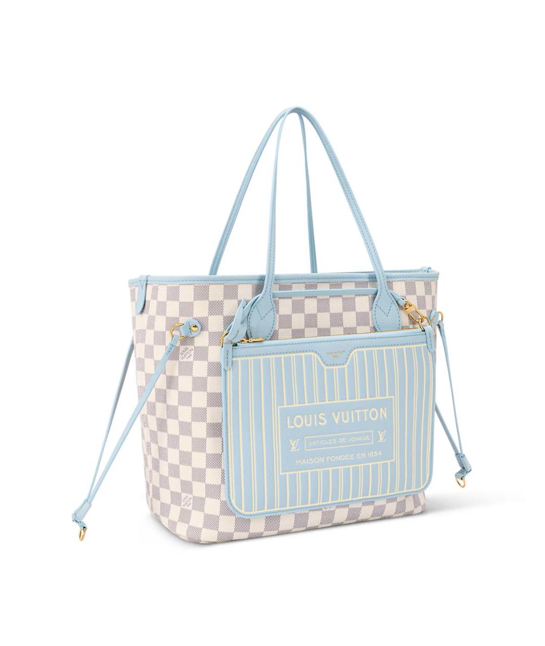 LOUIS VUITTON Голубая сумка тоут из канвы, фото 2