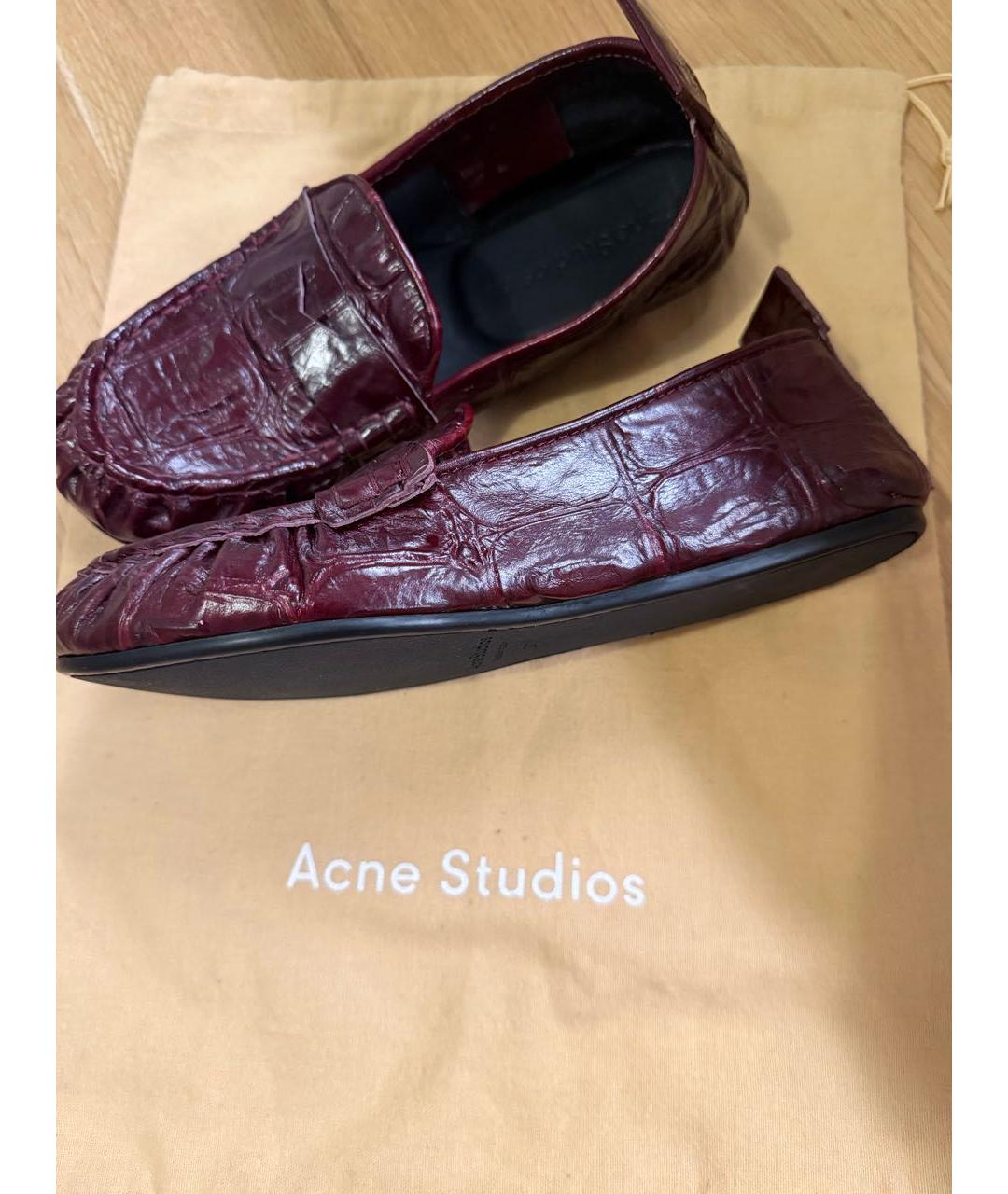 ACNE STUDIOS Бордовые кожаные лоферы, фото 6