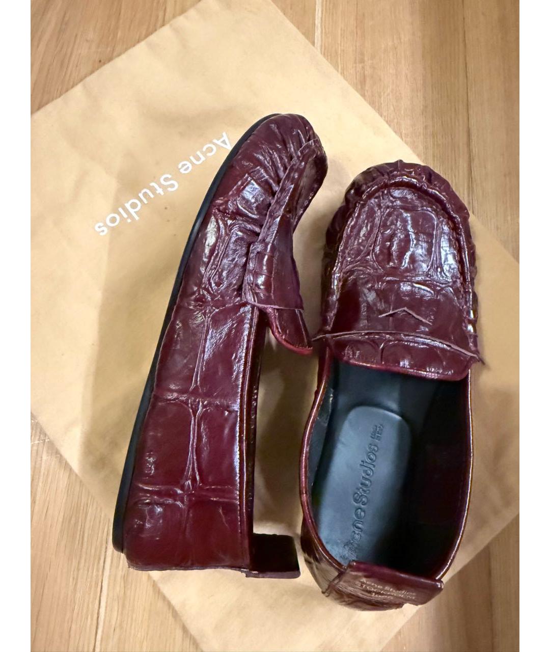 ACNE STUDIOS Бордовые кожаные лоферы, фото 5