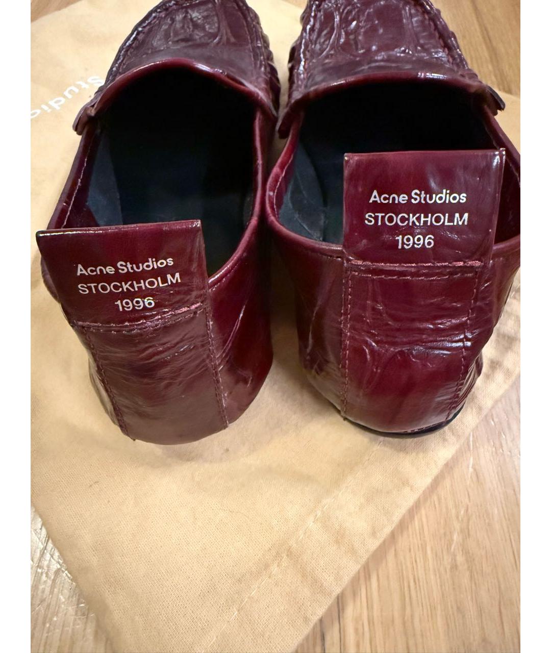 ACNE STUDIOS Бордовые кожаные лоферы, фото 8
