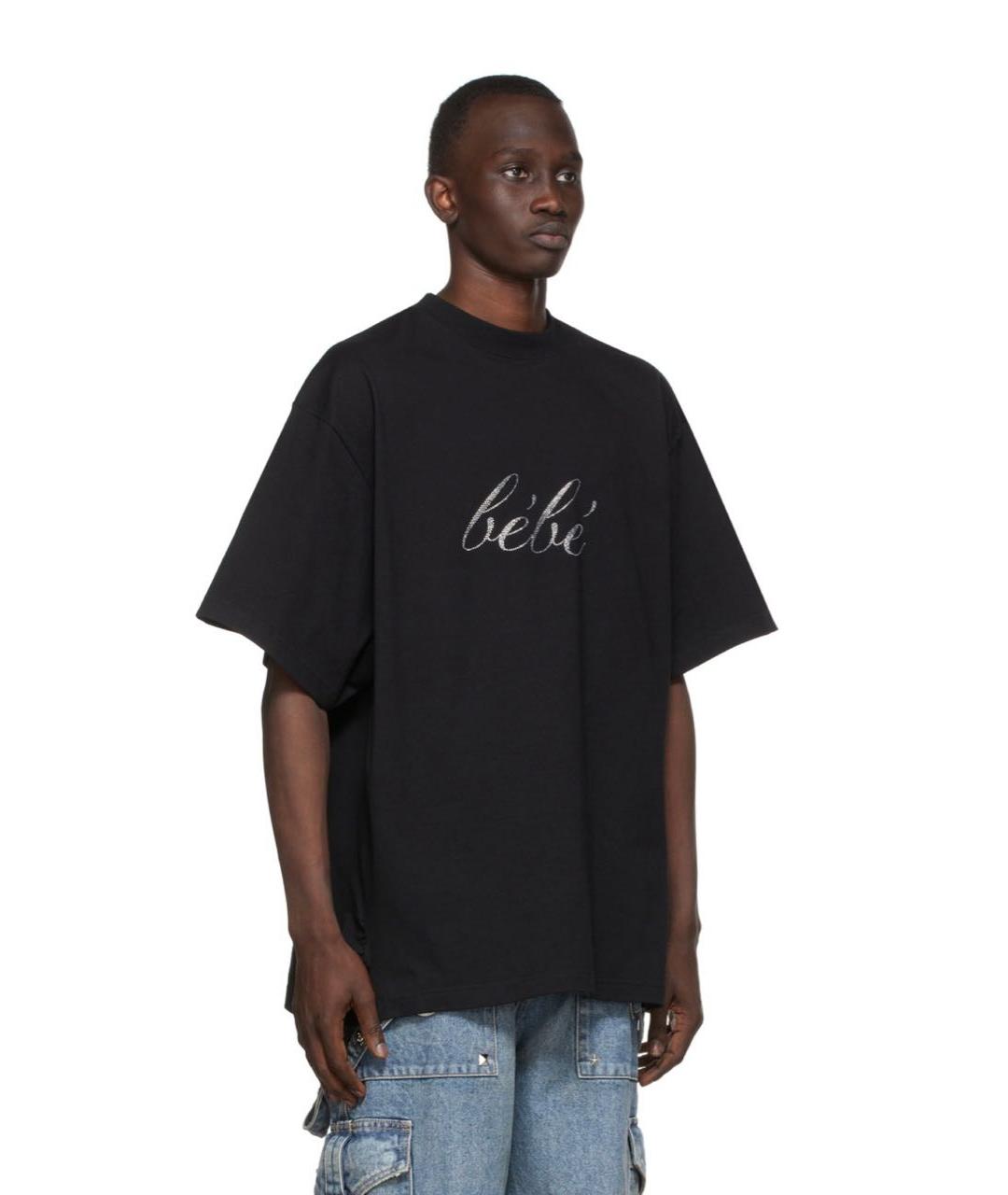 BALENCIAGA Черная хлопковая футболка, фото 4