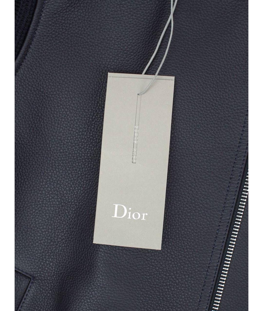 CHRISTIAN DIOR Темно-синяя кожаная куртка, фото 3