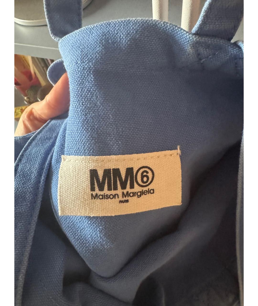 MM6 MAISON MARGIELA Синяя тканевая сумка тоут, фото 5