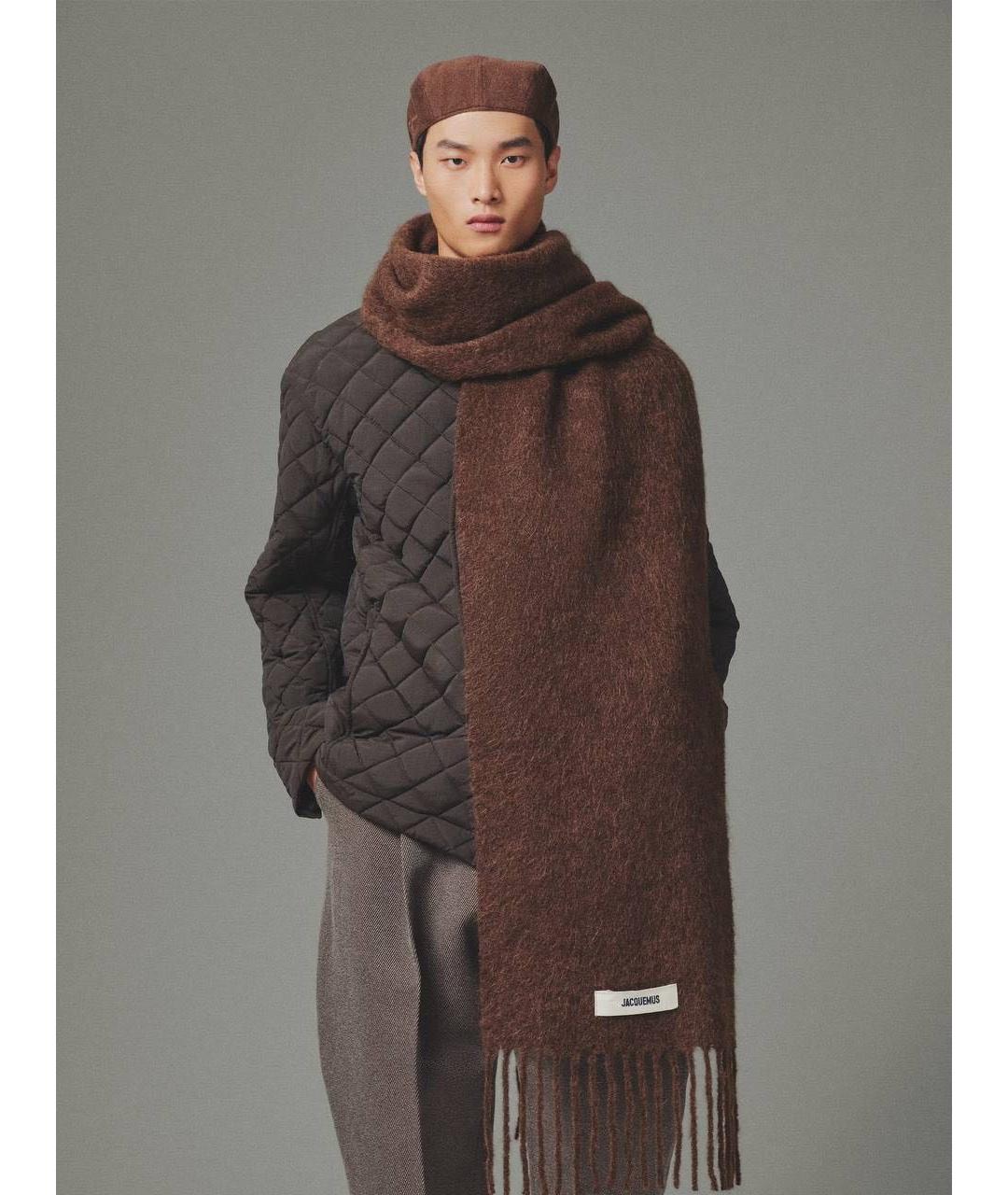 JACQUEMUS Коричневый шерстяной шарф, фото 3