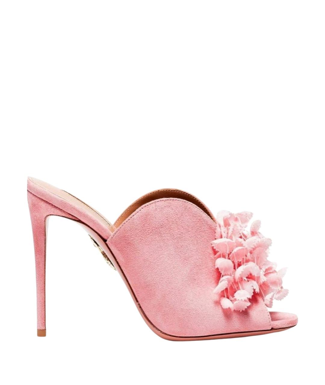 AQUAZZURA Розовые замшевые мюли, фото 1