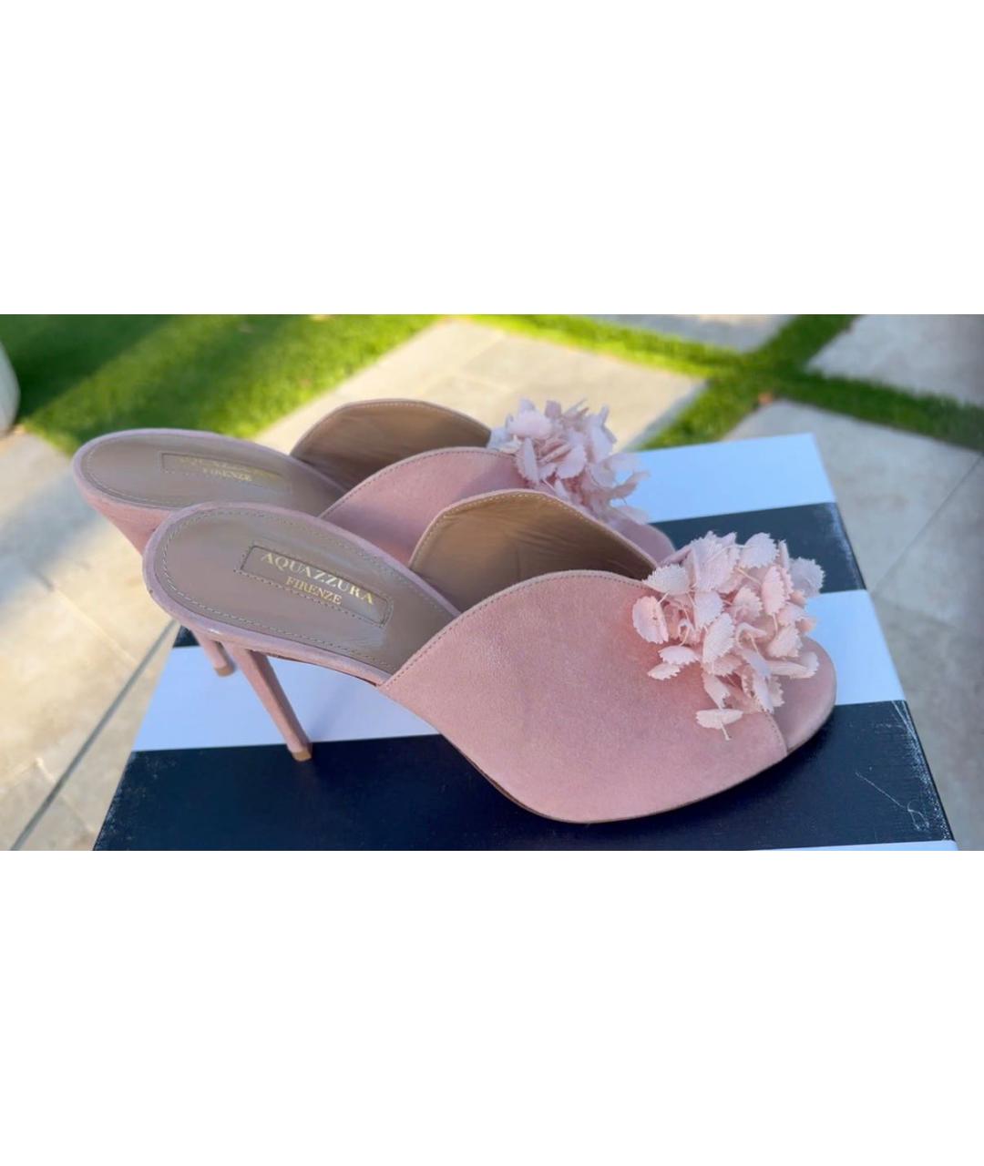 AQUAZZURA Розовые замшевые мюли, фото 4