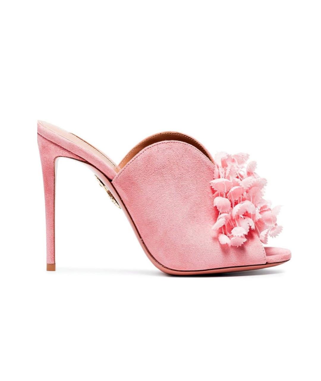 AQUAZZURA Розовые замшевые мюли, фото 5