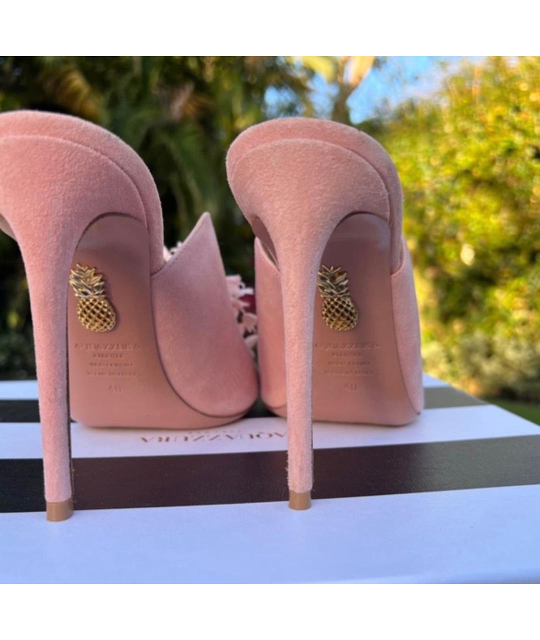 AQUAZZURA Розовые замшевые мюли, фото 3