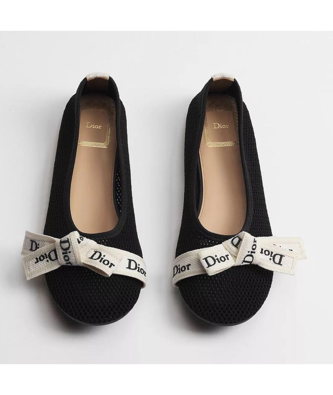 CHRISTIAN DIOR Черные текстильные балетки, фото 3