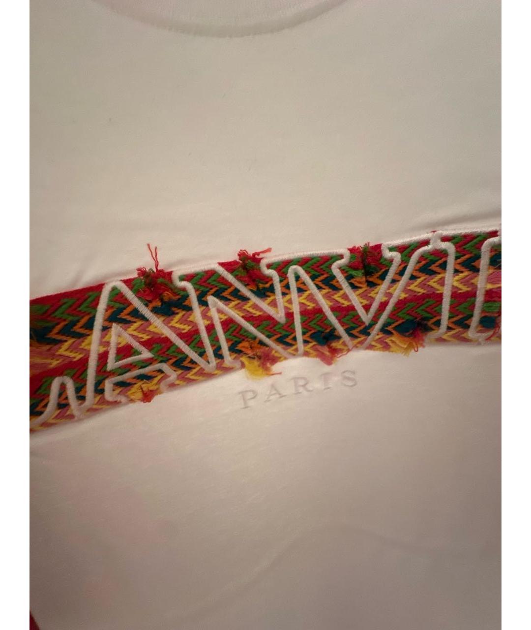 LANVIN Белая хлопковая футболка, фото 5