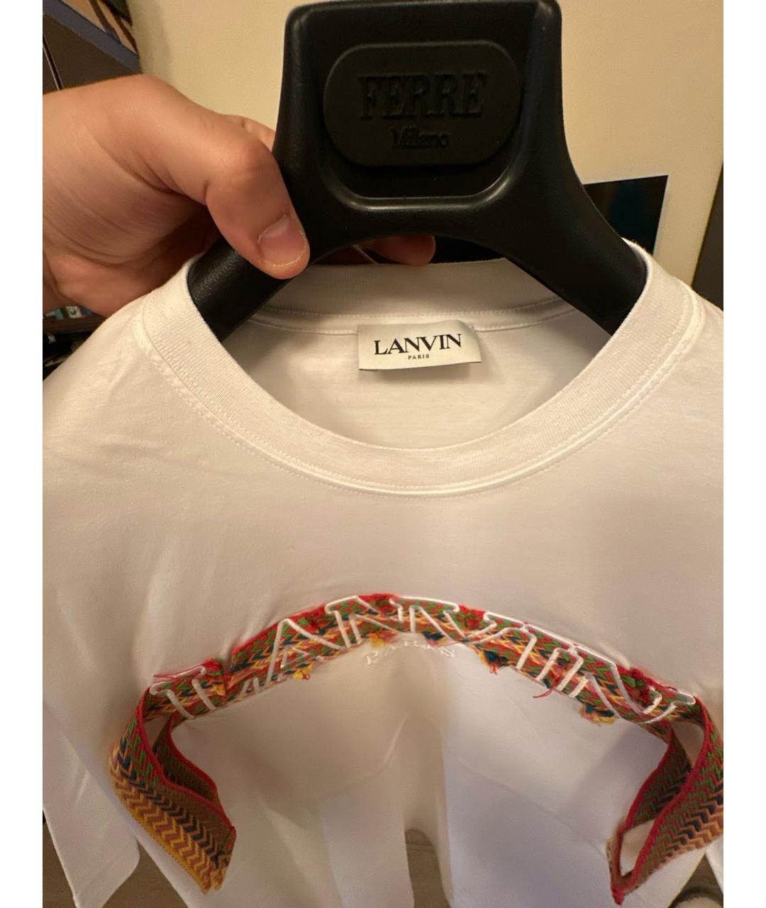 LANVIN Белая хлопковая футболка, фото 3