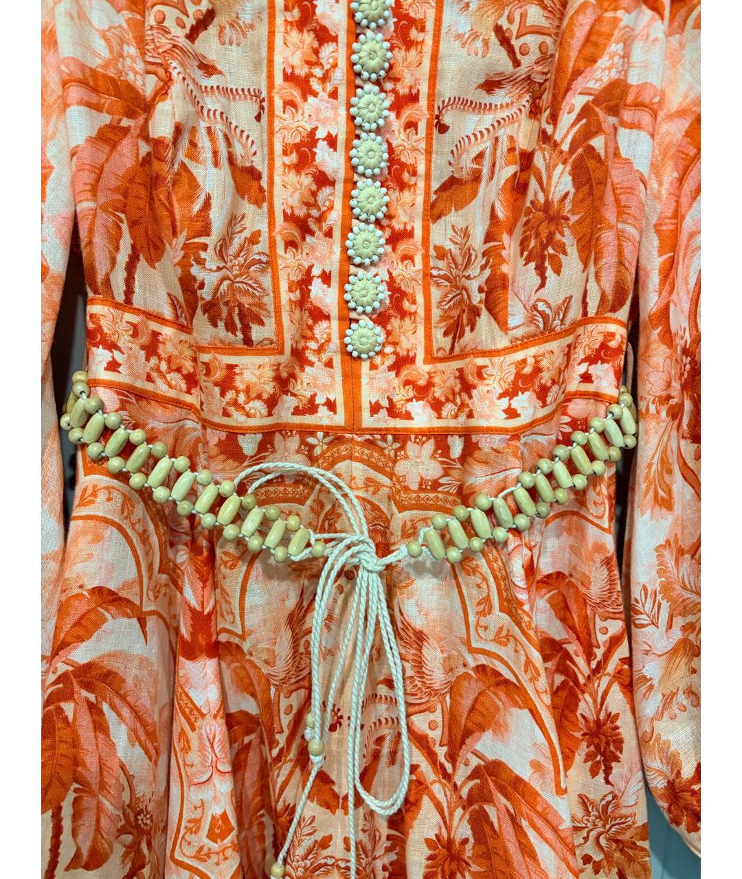 ZIMMERMANN Коралловое льняное повседневное платье, фото 2