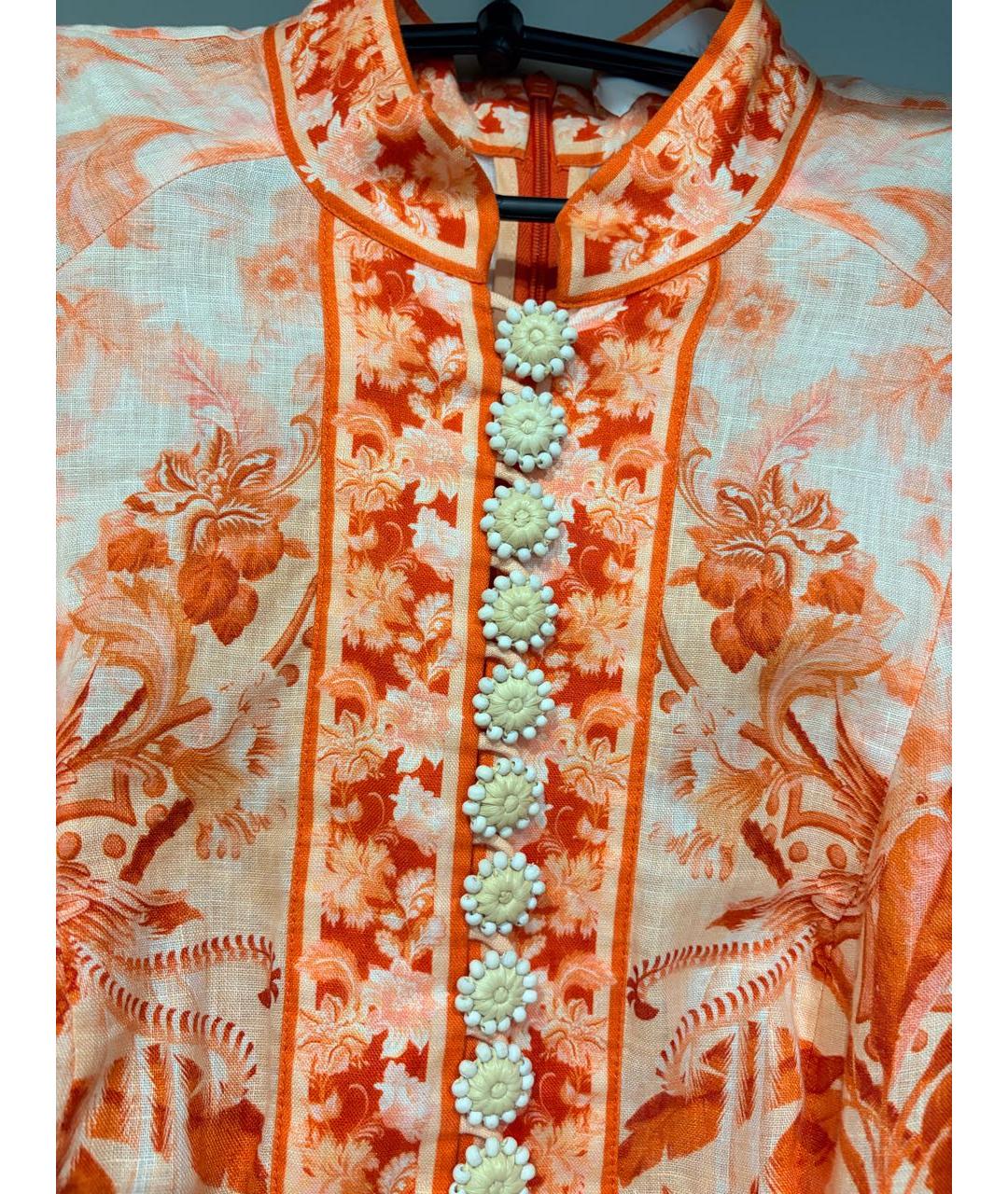 ZIMMERMANN Коралловое льняное повседневное платье, фото 3