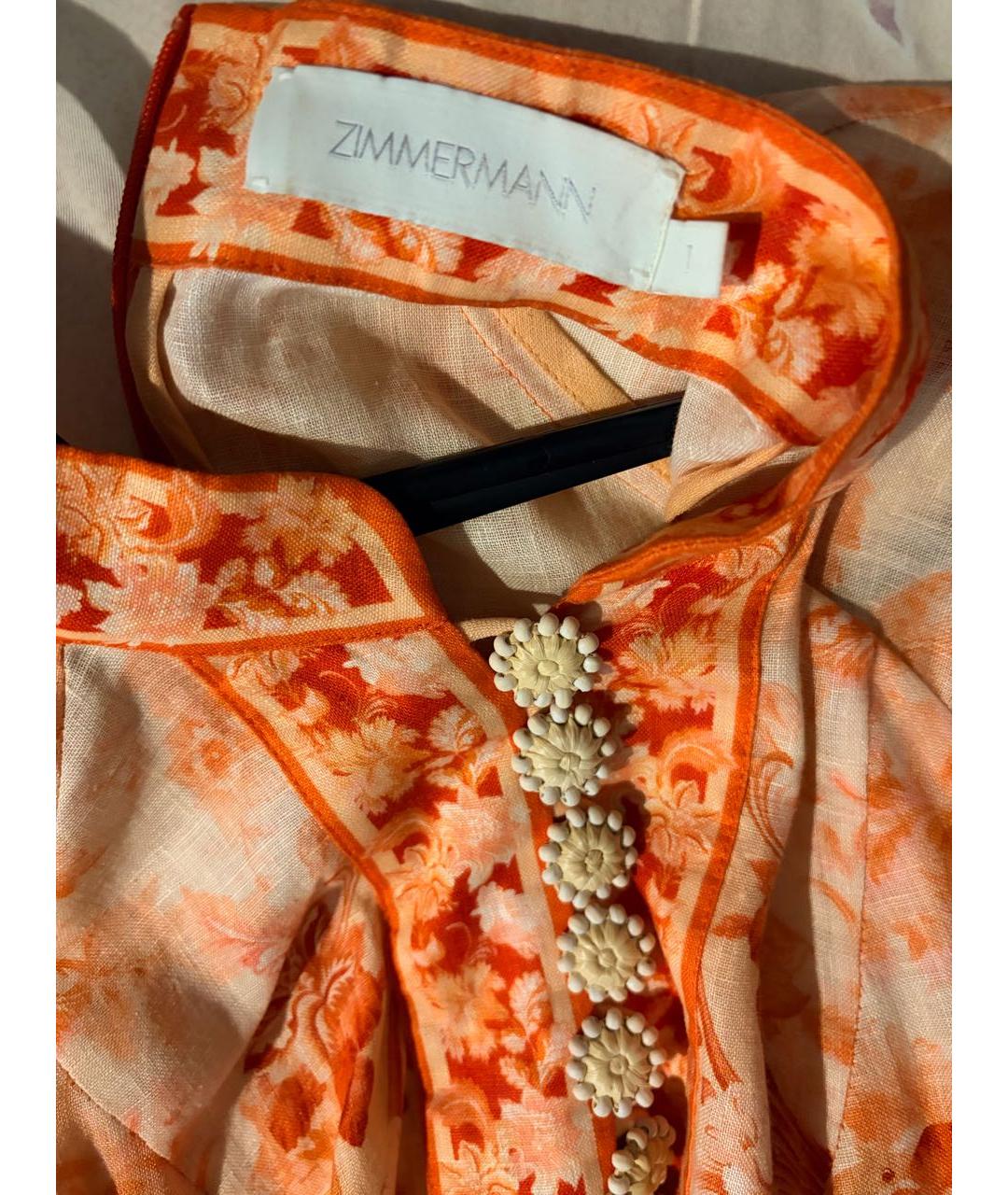 ZIMMERMANN Коралловое льняное повседневное платье, фото 5