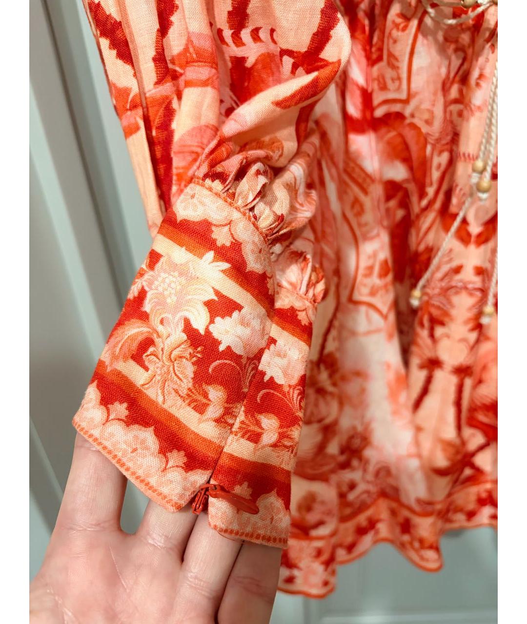 ZIMMERMANN Коралловое льняное повседневное платье, фото 4