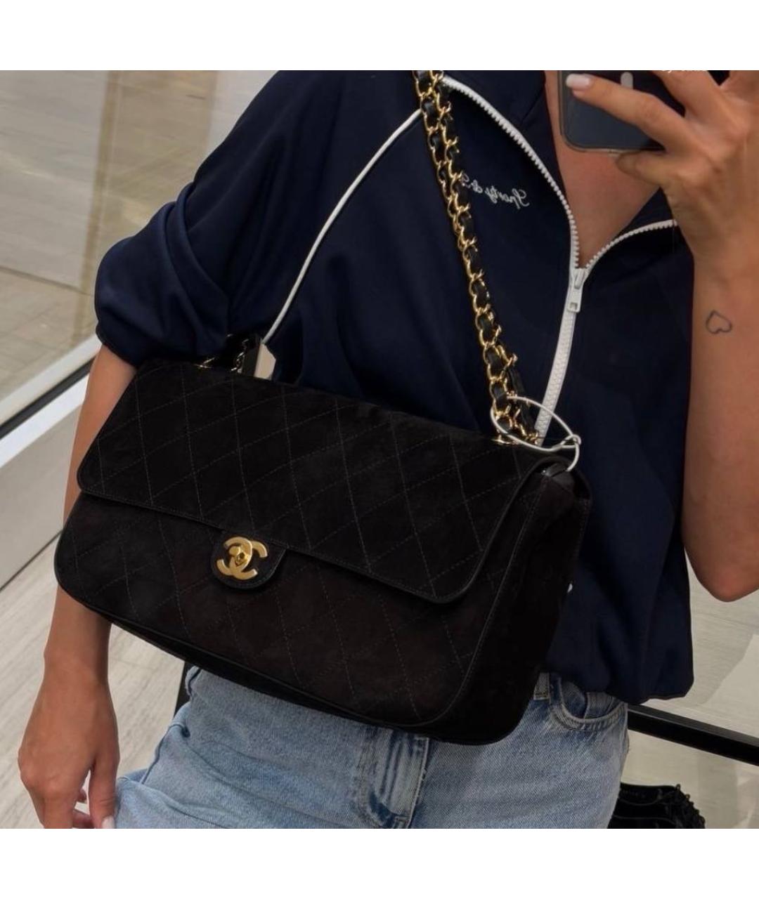 CHANEL Черная замшевая сумка через плечо, фото 3