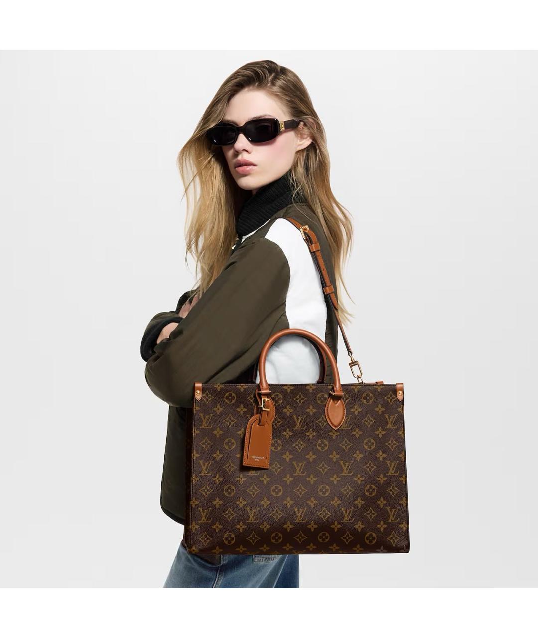 LOUIS VUITTON Коричневая сумка тоут из канвы, фото 5