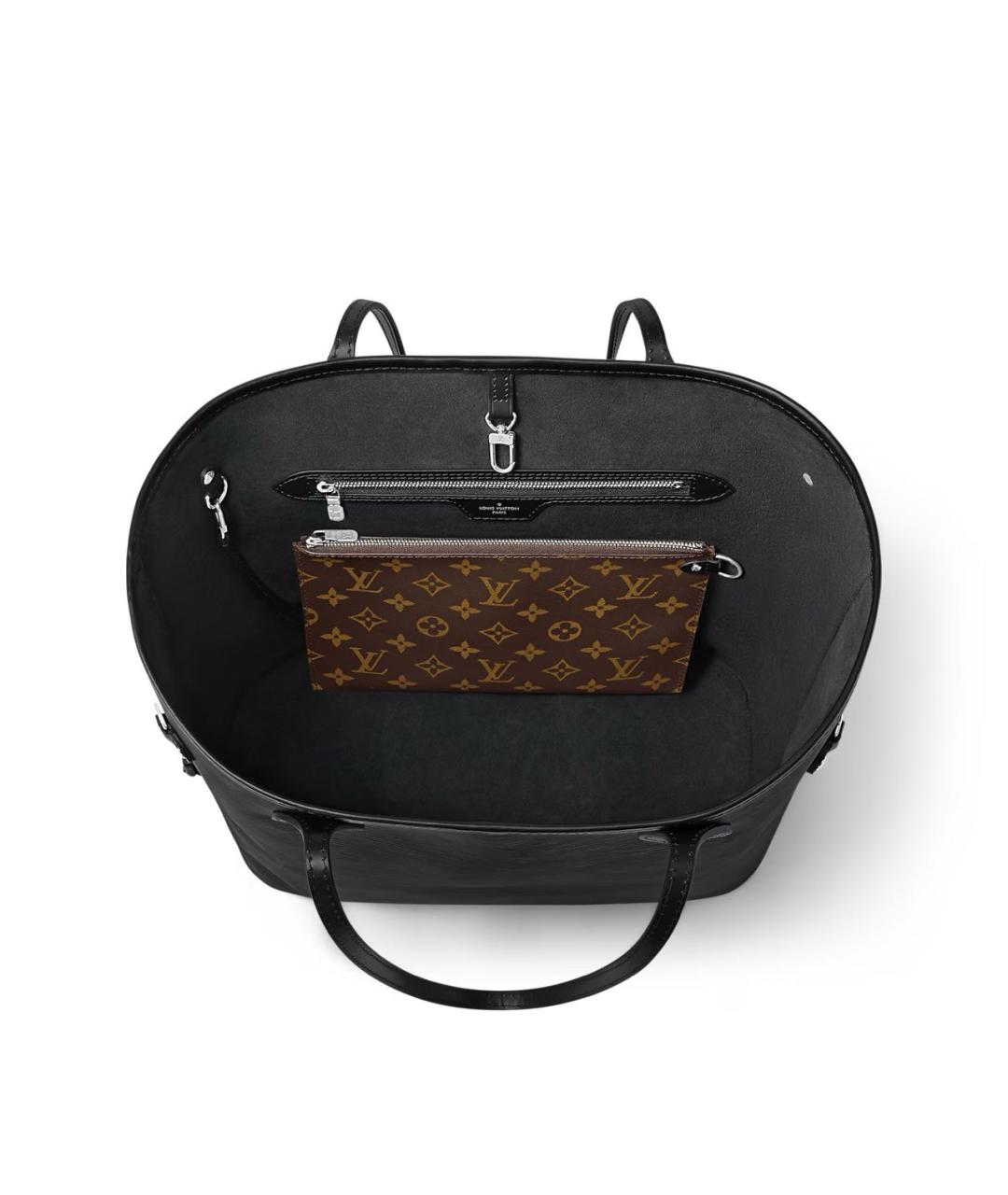 LOUIS VUITTON Черная кожаная сумка тоут, фото 3