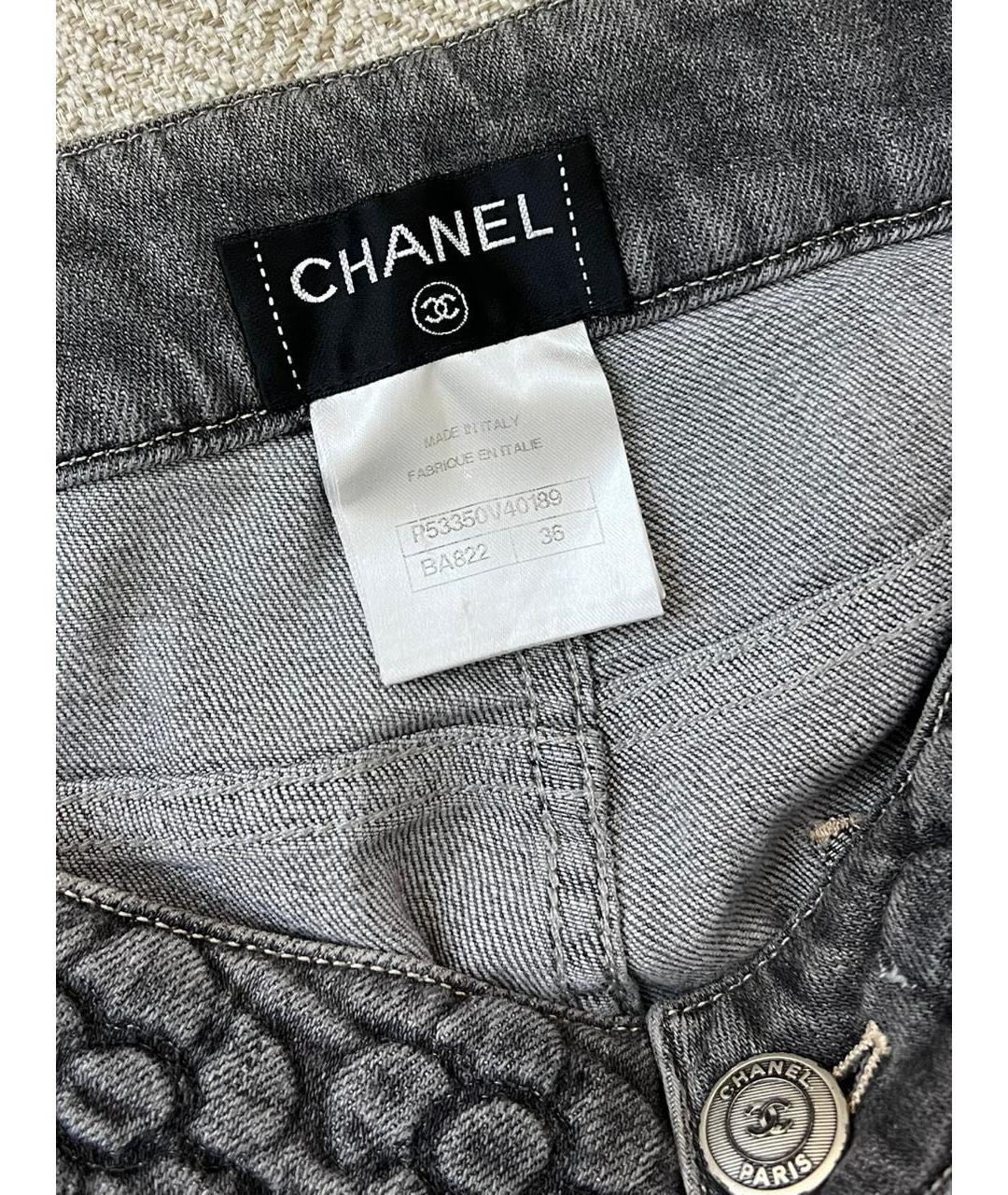 CHANEL Серые хлопковые джинсы клеш, фото 6