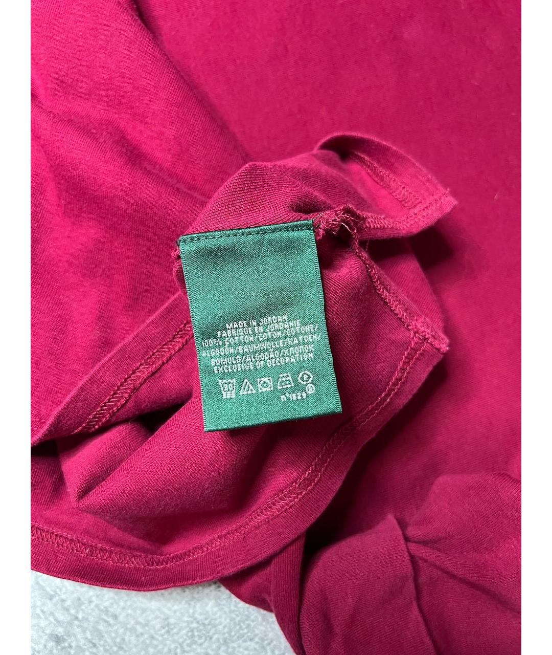 RALPH LAUREN Бордовая хлопковая футболка, фото 7