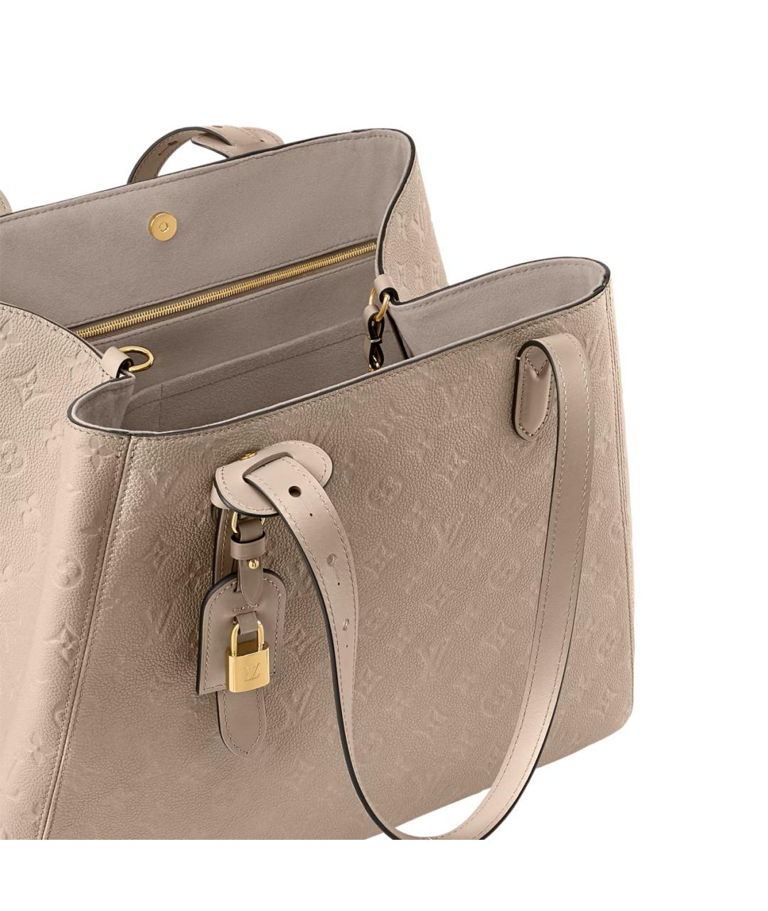 LOUIS VUITTON Бежевая кожаная сумка тоут, фото 3