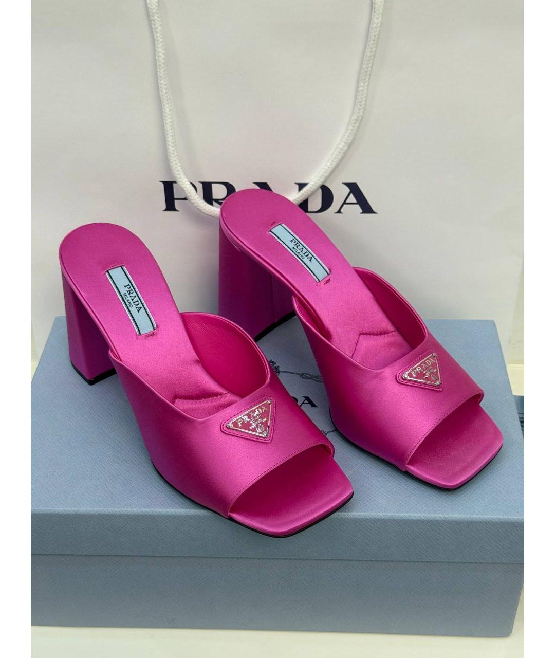 PRADA Фуксия текстильные мюли, фото 5