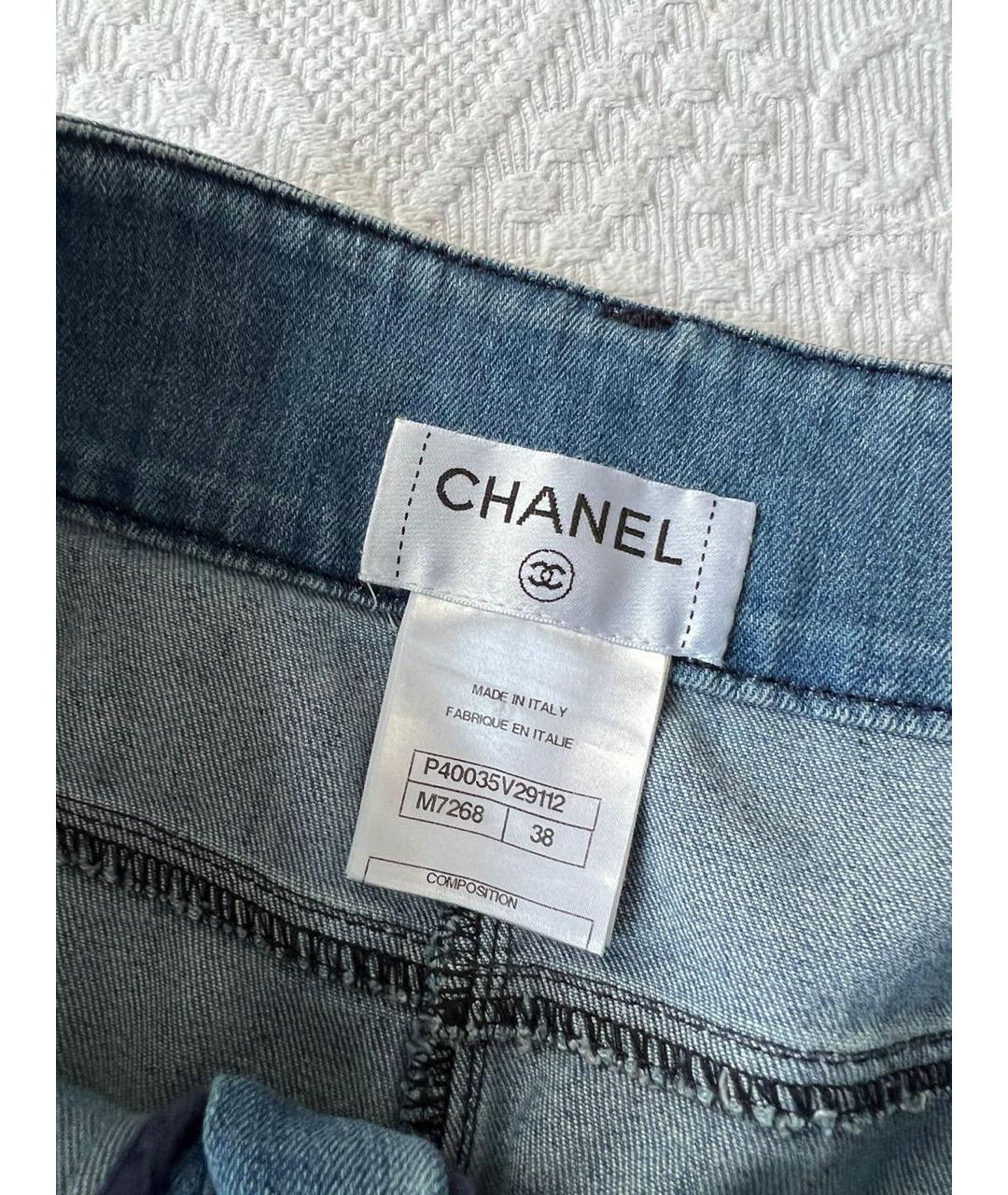 CHANEL Голубая хлопковая юбка мини, фото 6