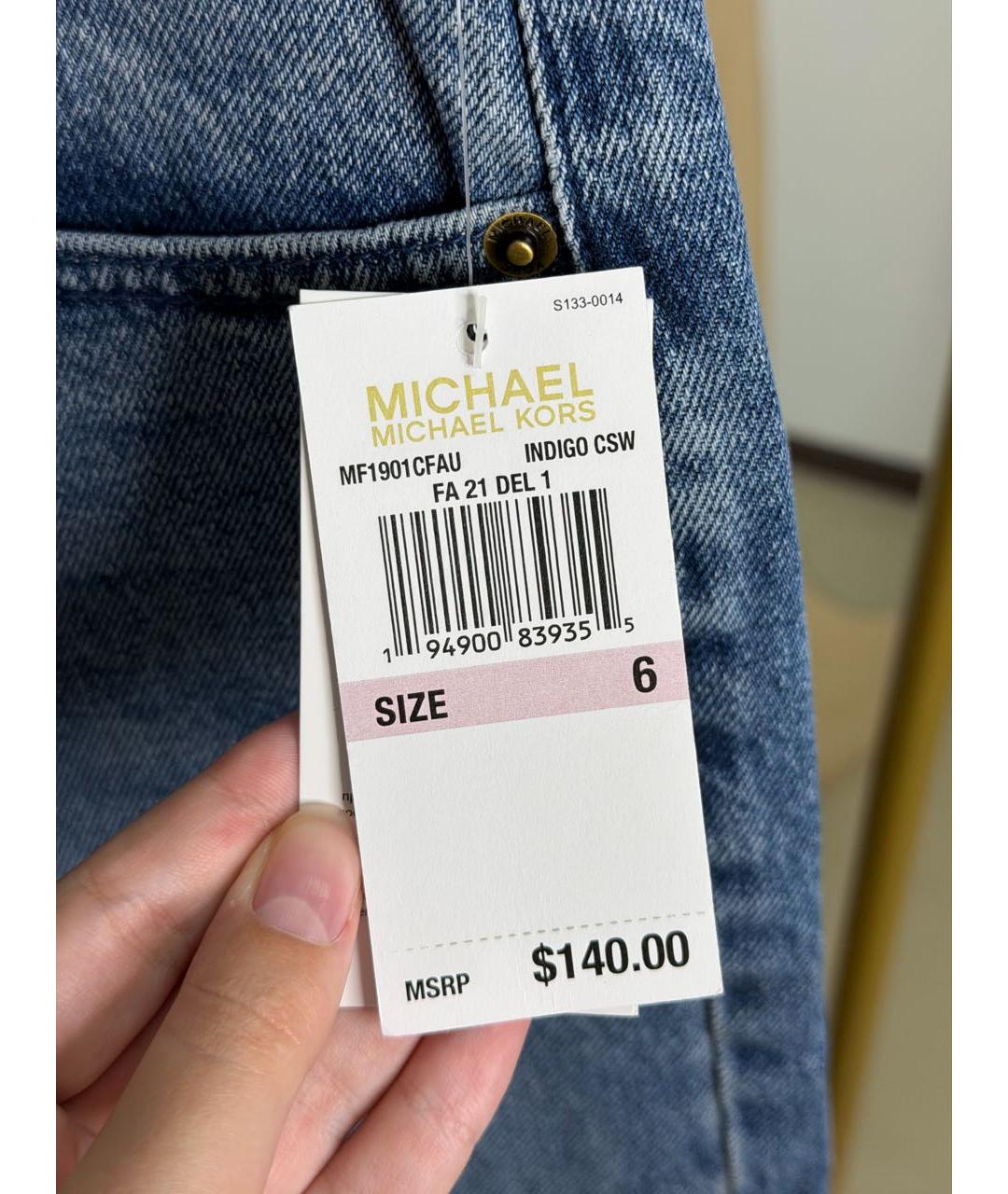 MICHAEL KORS Синие хлопковые прямые джинсы, фото 4